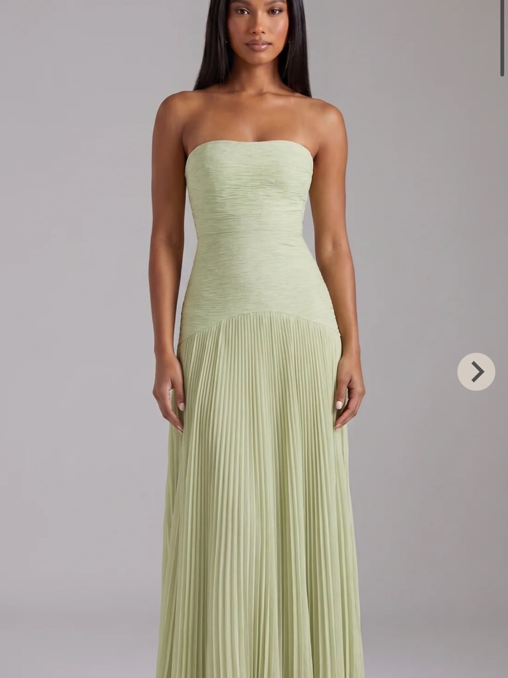 Strapless Pleated Maxi Dress in Sage Green